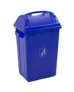 Blue trash bin isolated on white Royalty Free Stock Photo
