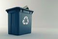 Blue Trash Can With Green Recycler. Generative AI Royalty Free Stock Photo