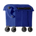 Blue trash can for paper, handmade with plasticine