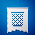 Blue Trash can icon isolated on blue background. Garbage bin sign. Recycle basket icon. Office trash icon. White pennant Royalty Free Stock Photo