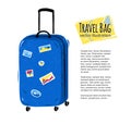 Blue travel bag on white background