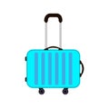 Blue Travel Suitcases. Time to travel. Trip to World. Vacation. Holidays. Travel banner. Modern flat design. Colorful.