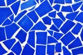 Blue trencadis, broken tiles mosaic texture Royalty Free Stock Photo
