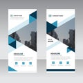 Blue triange Business Roll Up Banner flat design template