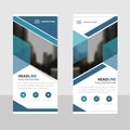 Blue triangle Business Roll Up Banner flat design template ,Abstract Geometric banner template Vector illustration set Royalty Free Stock Photo
