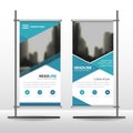 Blue triangle Business Roll Up Banner flat design template ,Abstract Geometric banner template Vector illustration set Royalty Free Stock Photo