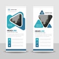 Blue Triangle Business Roll Up Banner flat design template ,Abstract Geometric banner template Vector illustration set Royalty Free Stock Photo