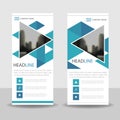 Blue triangle Business Roll Up Banner flat design template ,Abstract Geometric banner template Vector illustration set Royalty Free Stock Photo