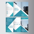 Blue triangle business trifold Leaflet Brochure Flyer report