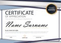 Blue triangle Elegance horizontal certificate with Vector illustration ,white frame certificate template with clean and modern Royalty Free Stock Photo