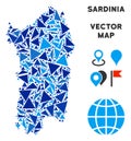 Blue Triangle Italian Sardinia Island Map