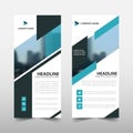 Blue triangle roll up business brochure flyer banner design ,