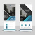 Blue triangle roll up business brochure flyer banner design , cover presentation abstract geometric background, modern p Royalty Free Stock Photo