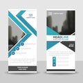 Blue Triangle roll up business brochure flyer banner design , cover presentation abstract geometric background, modern publication Royalty Free Stock Photo