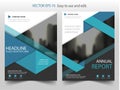 Blue triangle Vector Brochure annual report Leaflet Flyer template design, book cover layout design, abstract presentation Royalty Free Stock Photo