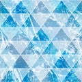 Blue triangles with grunge stone effect. Seamless pattern Royalty Free Stock Photo