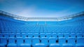 Blue tribunes. seats of tribune on sport stadium. empty outdoor arena. concept of fans. chairs for audience. cultural environment