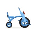 Blue tricycle for children, kids bicycle vector Illustration