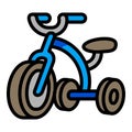 Blue tricycle icon, outline style