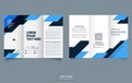 Blue Trifold brochure template, three fold cover page, three fold brochure background layout design with mockup Royalty Free Stock Photo
