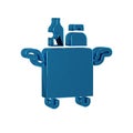 Blue Trolley for food and beverages icon isolated on transparent background.