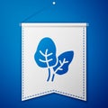 Blue Tropical leaves of palm tree icon isolated on blue background. White pennant template. Vector Royalty Free Stock Photo