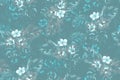 Blue tropical Leaves pattern on a dark blue background. Watercolour flowers and palm leaves painting illustration Royalty Free Stock Photo