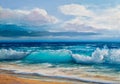 Oil painting of the sea on canvas. Royalty Free Stock Photo