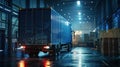 The truck in warehouse.AI generated image Royalty Free Stock Photo