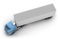 Blue truck with trailer top view