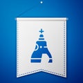 Blue The Tsar bell in Moscow monument icon isolated on blue background. White pennant template. Vector