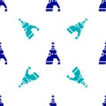 Blue The Tsar bell in Moscow monument icon isolated seamless pattern on white background. Vector