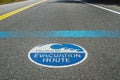 Tsunami evacuation route road sign on the asphalt, Highway 101, Oregon, USA. Royalty Free Stock Photo