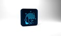 Blue Tsunami icon isolated on grey background. Flood disaster. Stormy weather by seaside, ocean or sea wave or tsunami