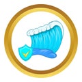 Blue tsunami wave icon