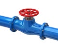 Blue tube with red valves