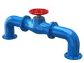 Blue tube with red valves