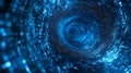 Blue tunnel of digital data with binary code flowing through a network Royalty Free Stock Photo