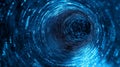 Blue tunnel of digital data with binary code flowing through a network Royalty Free Stock Photo