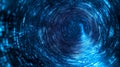Blue tunnel of digital data with binary code flowing through a network Royalty Free Stock Photo