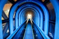 The blue tunnel light escalator of Umeda Sky building, Royalty Free Stock Photo