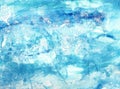 Blue and turquoise abstract marine background. Hand painted acrylic and watercolor texture. Sea waves