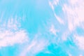 Blue turquoise sky with cirro cumulus clouds. Sky background