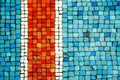 Blue and turquoise and red mosaic tiles as a background Royalty Free Stock Photo