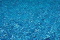 Blue and turquoise pattern on surface of water. Blue colored pool pattern with bright and dark parts and sun reflections Royalty Free Stock Photo