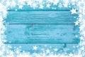 Blue or turquoise wood background for christmas advertising