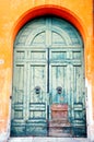 Blue tuscan door in Italy Royalty Free Stock Photo