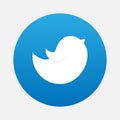 Blue Tweet Bird Vector Logo, JPG, JPEG, EPS.Twitter Icon Button.Flat Social Media Twiter Sign