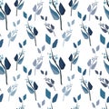 blue twigs seamless pattern background Royalty Free Stock Photo