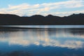 Blue twilight sky reflected on the waters of lake Potrero de los Funes, in San Luis, Argentina. Royalty Free Stock Photo